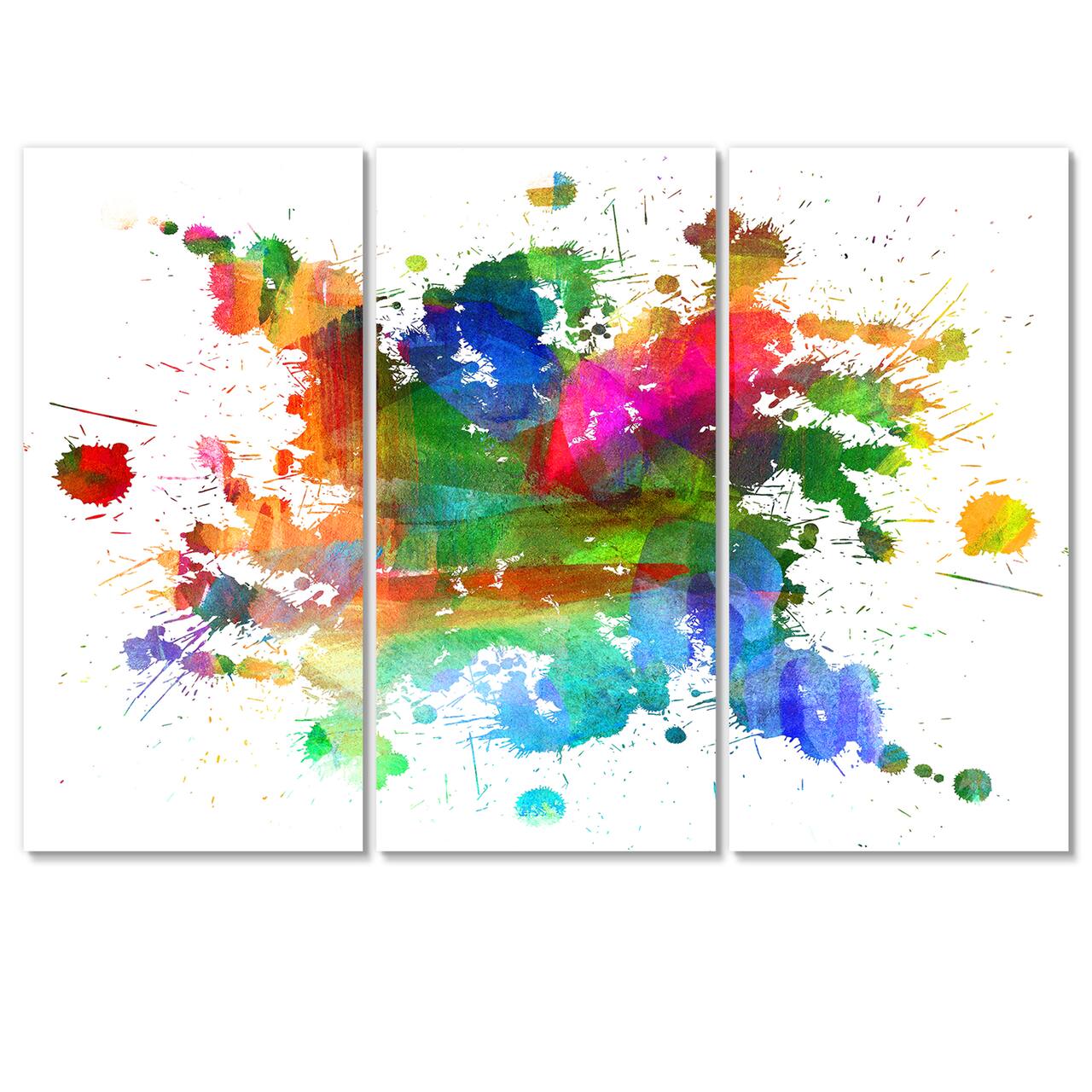 Designart - Splashes of Colors - Abstract Oil Painting Canvas